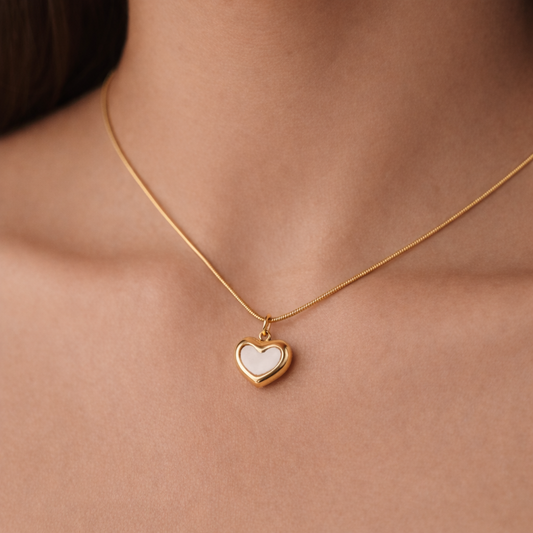 Cleforya Golden Hollow Heart Necklace