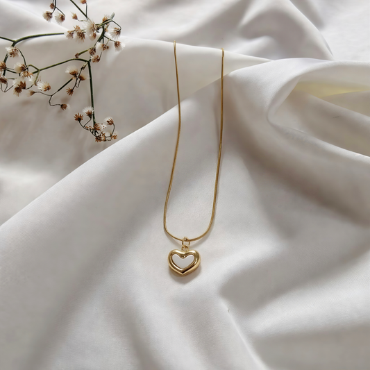 Cleforya Golden Hollow Heart Necklace