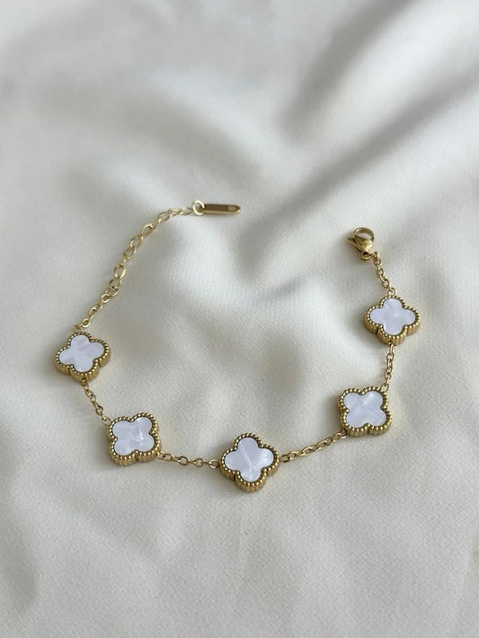 White Clover Charm Bracelet