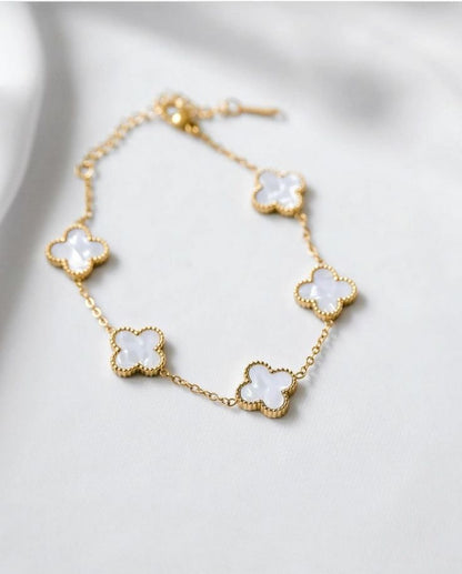 White Clover Charm Bracelet